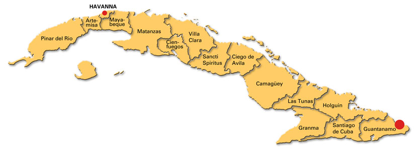Karte von Kuba 